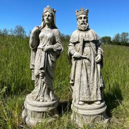 King Arthur Queen Guinevere Stone Statue - Large Mythical Outdoor Decoration Garden Ornament - thumbnail 2