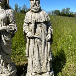 King Arthur Queen Guinevere Stone Statue - Large Mythical Outdoor Decoration Garden Ornament - thumbnail 3