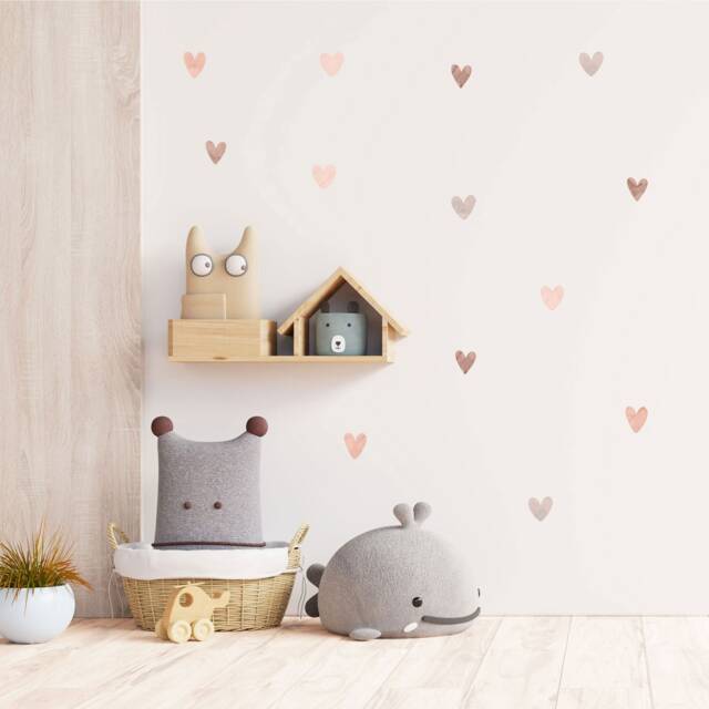 Heart Wall Stickers Kids Room Nursery Decor, A4 Sheet - image 1