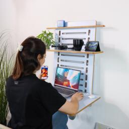 Wall Mounted Floating Desk Space-Saving Plywood Home Office - thumbnail 1