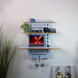 Wall Mounted Floating Desk Space-Saving Plywood Home Office - thumbnail 2