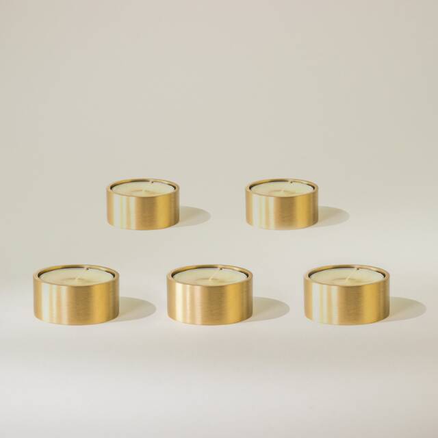 Brass Tealight Holder Set Of 5, Modern Votive Candle Decor - image 1