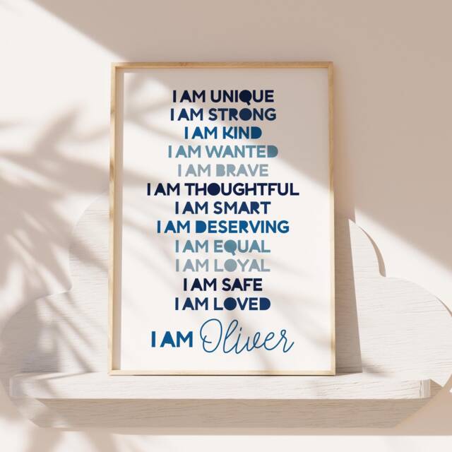 Positive Affirmation Print, Boys Bedroom Decor, Nursery Prints, Motivational Wall Art, Inspirational Playroom Art - image 1