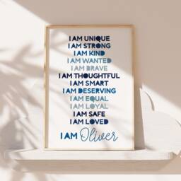 Positive Affirmation Print, Boys Bedroom Decor, Nursery Prints, Motivational Wall Art, Inspirational Playroom Art