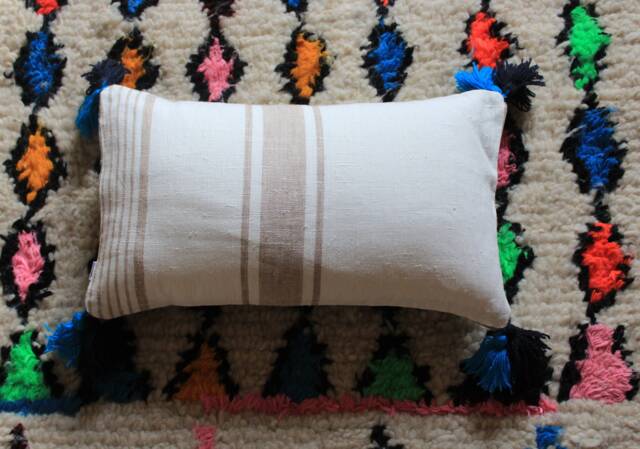 "Berber Cushion 100% Blue Rectangular Linen ""Bolu" - image 1