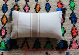 "Berber Cushion 100% Blue Rectangular Linen ""Bolu" - thumbnail 1