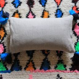 "Berber Cushion 100% Blue Rectangular Linen ""Bolu" - thumbnail 2