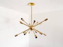 Mid Century Sputnik Pendant - Atomic Starburst Chandelier Mod 16 Arm Brass - thumbnail 1