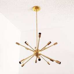 Mid Century Sputnik Pendant - Atomic Starburst Chandelier Mod 16 Arm Brass - thumbnail 2