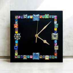 Black Square Cabochon Wall Clock, 20cm - thumbnail 2