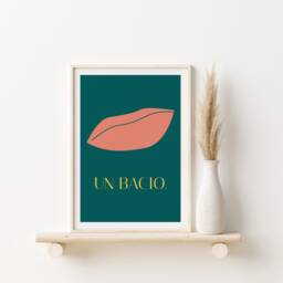 Un Bacio Art Print Minimalist Lips Illustration, Italian Love Letter - thumbnail 2