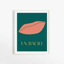 Un Bacio Art Print Minimalist Lips Illustration, Italian Love Letter - thumbnail 1