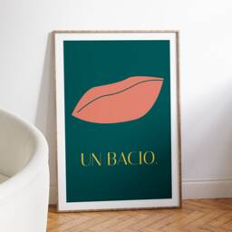 Un Bacio Art Print Minimalist Lips Illustration, Italian Love Letter - thumbnail 3