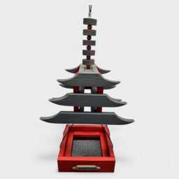 Pagoda Bird Feeder Asian Style Cedar Hanging Platform - thumbnail 3