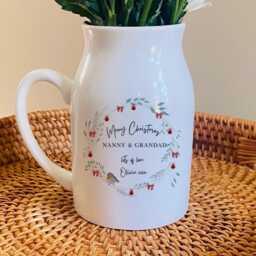 Personalised Christmas Flower Jug, Small Vase, Nanny Gifts, Mum Xmas Gift For Grandma, Nana Nan - thumbnail 2