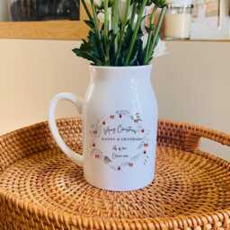 Personalised Christmas Flower Jug, Small Vase, Nanny Gifts, Mum Xmas Gift For Grandma, Nana Nan - thumbnail 1
