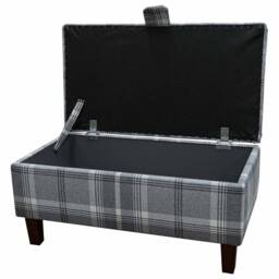 Handmade Tartan Check Storage Ottoman - Balmoral Dove Grey Fabric - thumbnail 2