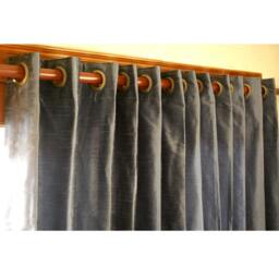 "Pair Of Dull Blue Silk Curtain Panels 26""x96" - thumbnail 3