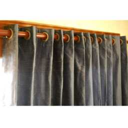 "Pair Of Dull Blue Silk Curtain Panels 26""x96" - thumbnail 3