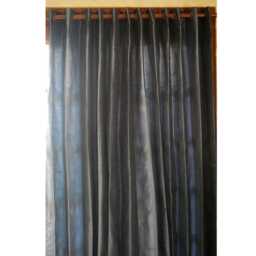 "Pair Of Dull Blue Silk Curtain Panels 26""x96" - thumbnail 4