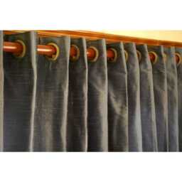 "Pair Of Dull Blue Silk Curtain Panels 26""x96" - thumbnail 2