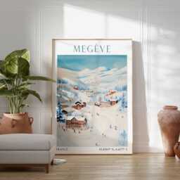 Meg??ve Poster Print, French Alps Ski Resort Art, Winter Landscape, Village Decor, Snowy Mountain Travel Art - thumbnail 2