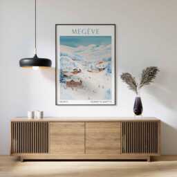 Meg??ve Poster Print, French Alps Ski Resort Art, Winter Landscape, Village Decor, Snowy Mountain Travel Art - thumbnail 3