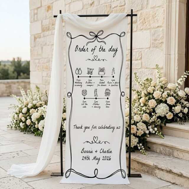 Personalized Wedding Timeline Banner Order Of The Day, Custom Couple Wall Tapestry, Schedule Sign, Ceremony Reception Decor 2026 - image 1