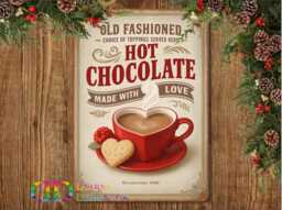 Christmas Hot Chocolate Bar Sign, Christmas Wreath Sign, Xmas Chocolate, Station - thumbnail 1