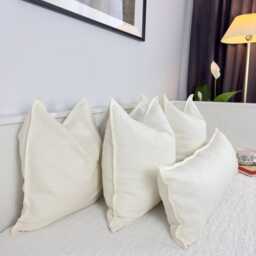 Extra Long Cream Linen Lumbar Cushion Cover Off White Pillow - All Sizes - thumbnail 2
