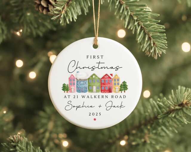 First Christmas in New Home Decoration Personalised Couple Ornament Moving House Gift - image 1