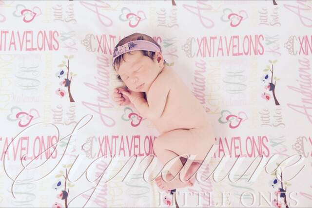 Personalized Baby Blanket, Monogrammed Name Swaddle Receiving Shower Gift, Birth Announcement Blanket - image 1