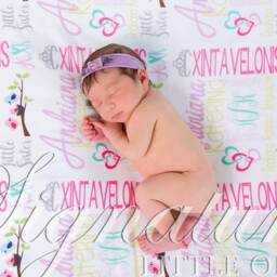 Personalized Baby Blanket, Monogrammed Name Swaddle Receiving Shower Gift, Birth Announcement Blanket - thumbnail 2
