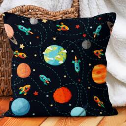 Planet Pattern Children Pillow Case/Astronaut Baby Cushion Cover/Space Shuttle Decor Pillow/Kids Room Pillow/Nursery Kids Cover - thumbnail 2
