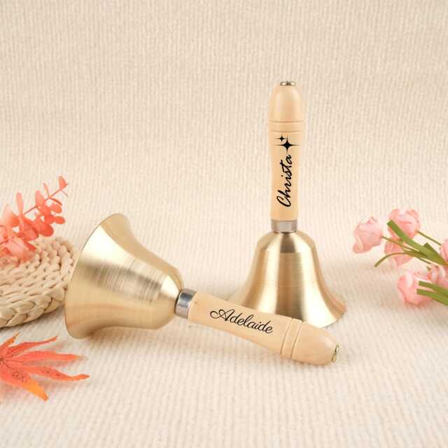 Personalized Carved Wooden Bell, Teacher Dinner Cancer Survivor Bell Toy, Teaching Aids - image 1