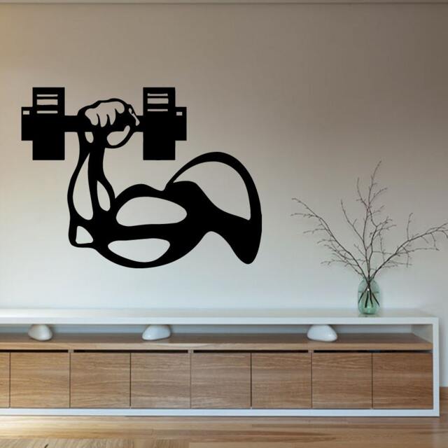 Wall Decals Sport People Bodybuilder Man's Hand With Dumbbell Gym Interior Design Home Vinyl Decal Sticker Kids Nursery Baby Room Decor M107 - image 1