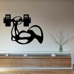 Wall Decals Sport People Bodybuilder Man's Hand With Dumbbell Gym Interior Design Home Vinyl Decal Sticker Kids Nursery Baby Room Decor M107 - thumbnail 1