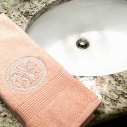 Monogrammed Hand Towel Circle Initial, Personalized Bathroom Decor - thumbnail 4