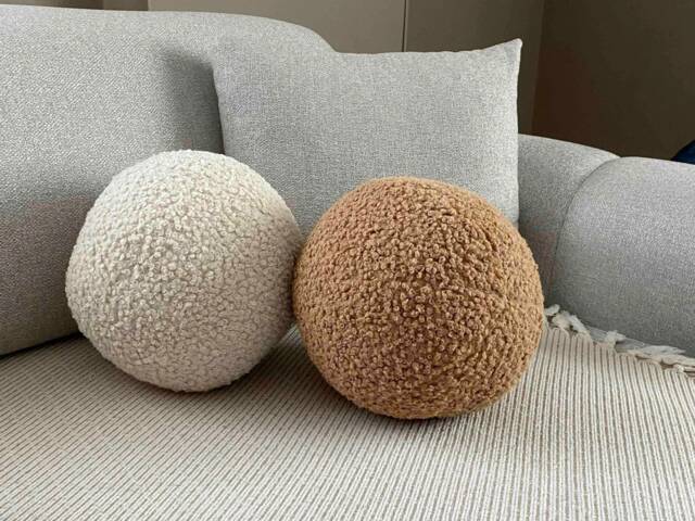 Teddy Ball Pillow - Cushion Boucle Round Sphere Pillow - image 1