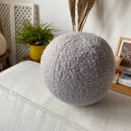 Teddy Ball Pillow - Cushion Boucle Round Sphere Pillow - thumbnail 2