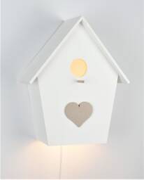 Handmade Wooden Birdhouse Wall Lamp - Personalized Kids Room Nursery Gift - thumbnail 1