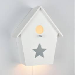Handmade Wooden Birdhouse Wall Lamp - Personalized Kids Room Nursery Gift - thumbnail 4