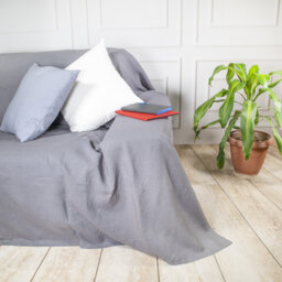 100% European Linen Couch Cover - Handmade Sofa Blanket, Bedspread King Size