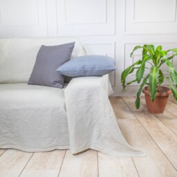 100% European Linen Couch Cover - Handmade Sofa Blanket, Bedspread King Size - thumbnail 4