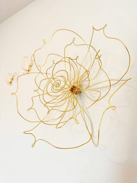 Home Decor, Wall Hanging, Spiral Rose, Wire Flower Art, Gold, Silver, Black, Copper, Bedroom 3D, Interior, 100% Handmade - image 1