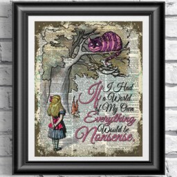 Alice in Wonderland Print Alice Set Of 5, Quotes Wall Art Prints, Gift Set, Decor, Best Friend - thumbnail 3
