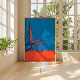 Basketball Hoop Wall Art - Modern Sports Poster Minimalist Pop Print Net Decor Athletic Artwork - thumbnail 3