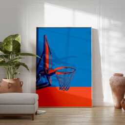 Basketball Hoop Wall Art - Modern Sports Poster Minimalist Pop Print Net Decor Athletic Artwork - thumbnail 2