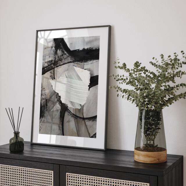 Zimbabwe Map - Black Grey Abstract Painting Of Wall Art Print Traval Poster - image 1