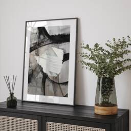 Zimbabwe Map - Black Grey Abstract Painting Of Wall Art Print Traval Poster - thumbnail 1